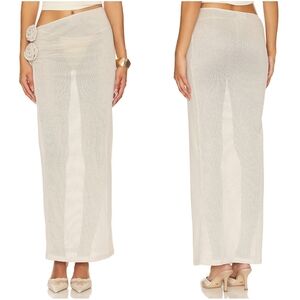 Lioness Soul Mate Mesh Netted Maxi Skirt in Cream XL NWT New
